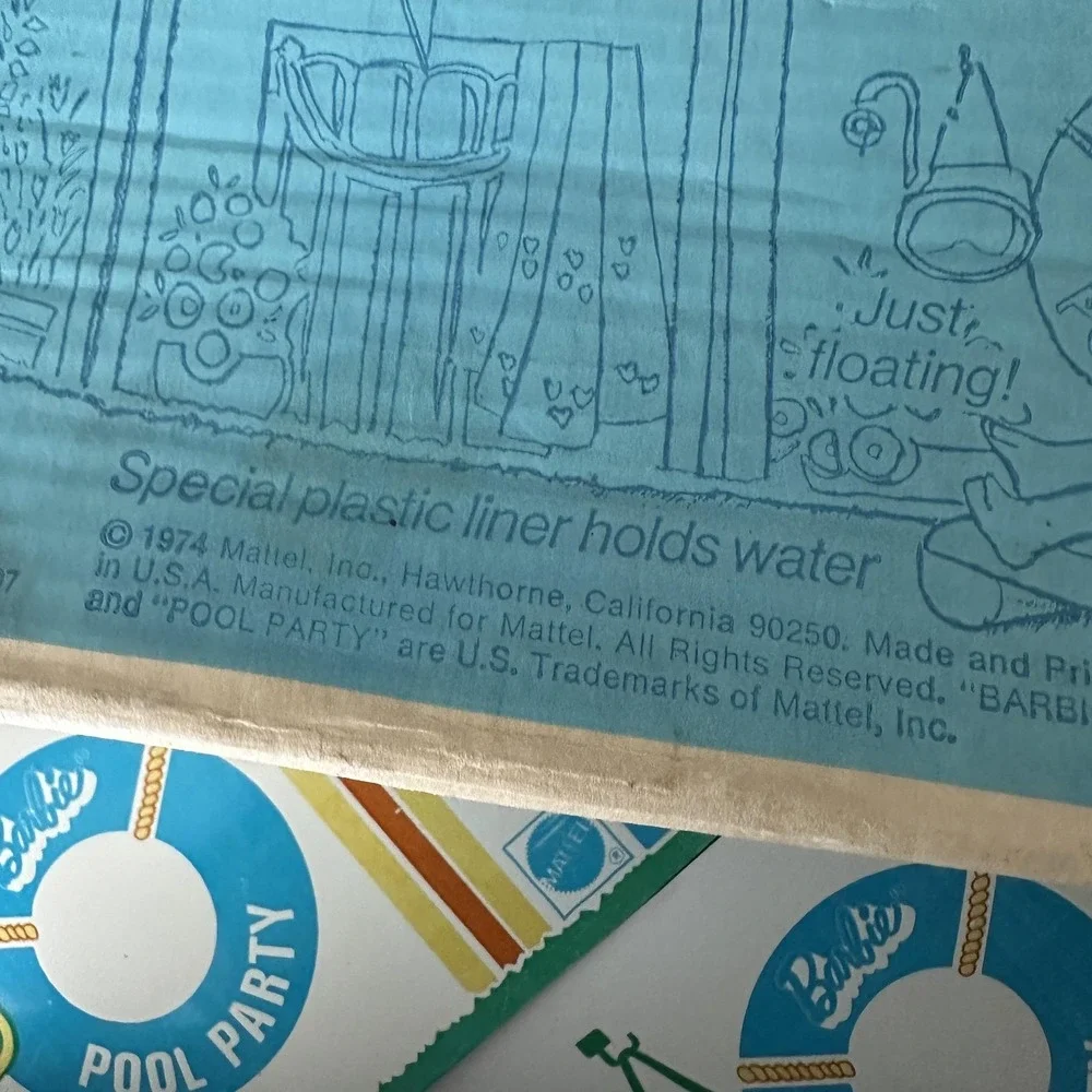 Vintage 1973 Barbie Pool Party Playset Mattel No 7897 Patio Mat‎ Set USA Toy